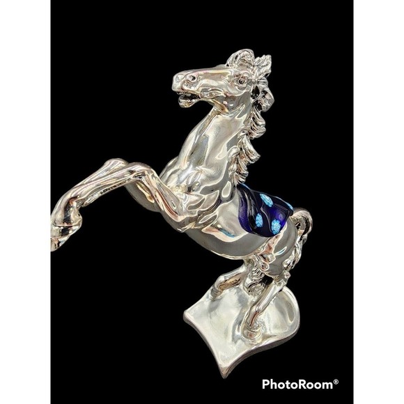 Ponte Vecchio Firenze Electro-Formed Silver Horse Glass Saddle Made in Italy - Picture 5 of 11